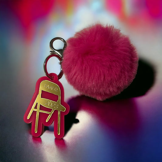 Folding  Chair Keychain with fuzzy